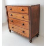 A 19th century mahogany chest: four full-width graduated drawers; right-hand locking bar; raised