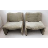 A pair of modern green-velour upholstered comfortable salon chairs by SoHo Home Ltd, Dean Street,