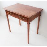 A mahogany side table in late 18th century George III style (reproduction): moulded top above a