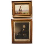 Two pieces: 1. B. GRAHAM WYATT - marine scene, oil on canvas signed and dated 1927 (24.5 x 34