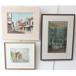 Three pieces: 1. 'Hitchin, Herts.', oil on artist's board signed lower right (possibly ORCHANT) (