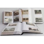 592 mostly early 20th century postcards within three albums and relating to Cheltenham and district,