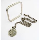 A late 19th/early 20th century silver fob chain (the small spring-loaded catch plated) and