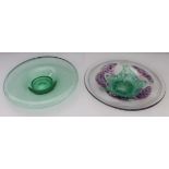 Two glass bowls: 1. a fine quality large Murano-style glass bowl signed Shirley Cloete 1986, central