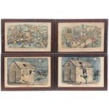 A set of four late 19th century American satirical coloured prints from the Darktown series: The