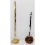 A brass lamp standard (no shade) (137.5cm high including electrical fitting) and a 19th century