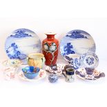 Various ceramics to include: a pair of late 19th/early 20th century Japanese blue and white
