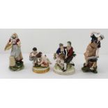 Four pieces: 1. a pair of hand-decorated early 20th century continental porcelain models 'The