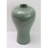 A 20th century Chinese Meiping vase: the short circular neck above shoulders with flowerheads and