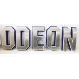 The 'Odeon' sign from the Odeon West End cinema in Leicester Square, London: late 1980s / early