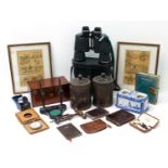 An interesting mixed lot to include a pair of modern Rank Aldis field glasses (10 x 50), a pair of