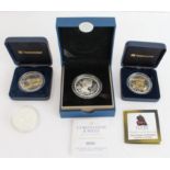 Three cased sterling silver commemorative coins and one other: 1. Royal Mint - 2012 diamond