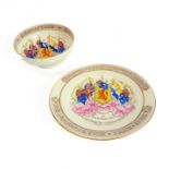 A Paragon Fine Bone China commemorative tea bowl and saucer hand-gilded and decorated in enamels.