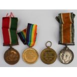Four First World War medals: The British War  and Victory Medals to CAPT. H. HAYES The Mercantile