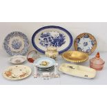 Assorted ceramics and glassware to include: a retro-style Carlton ware hors d'oeuvres dish; a 20th