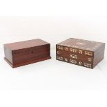 Two 19th century boxes: comprising a mother-of-pearl inlaid rosewood jewellery box (lacks interior