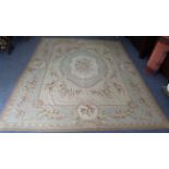 A French Aubusson tapestry: predominately beige ground and with a very light turquoise blue