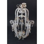 A glass bead chandelier for restoration with five protruding outers (52 cm high including metal