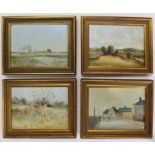 RONALD RONALDSON (British, 1919-2015) - a set of four signed oil on board landscapes, probably