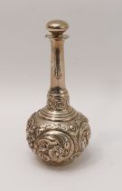 A late 19th century sterling silver bottle-flask and stopper by Black, Starr & Frost: the lower bulb