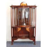 Shapland & Petter (Barnstable) - a circa 1900 mahogany and marquetry Art Nouveau display cabinet: