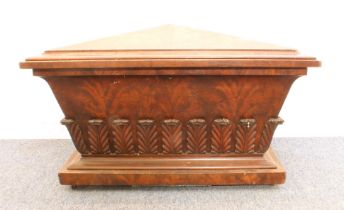 An early 19th century oversized sarcophagus-shaped mahogany wine cooler of country house