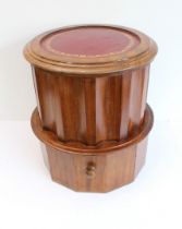 A Victorian mahogany fluted cylindrical commode table