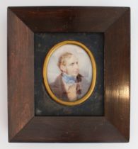 Fine early 19th century portrait miniature of a gentleman looking slightly sinister Watercolour on