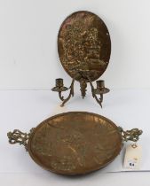 An antique bronze wall applique or sconce - probably late 19th / early 20th century in the early