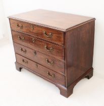 A fine late 18th century mahogany secrétaire-chest. The moulded top above a set of four full-width