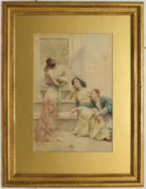 Fabio Fabbi (Italian 1861-1946) Orientalist interior with figures  signed (l.l.) Fine watercolour 17