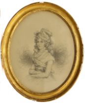John Downman ARA (British 1750-1824) Portrait of The Hon. Mrs Petre Half-length wearing a white