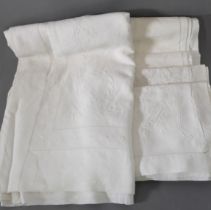 Fine quality bed linen comprising an embroidered double sheet, a plain double cotton sheet and a