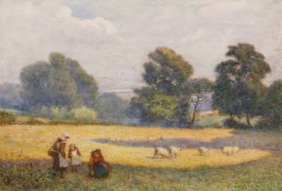 Joseph Kirkpatrick (British 1872-1936) ‘The Harvesters’  signed and dated 1901 (l.r.) Watercolour