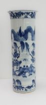 A 19th century Chinese porcelain sleeve vase: slightly everted neck, decorated in underglaze blue