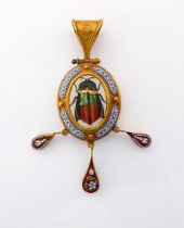 A fine 19th century 18ct gold and micro mosaic pendant by G. & E. Tombini of Rome - the convex, oval