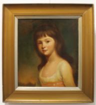 Late 19th century English School, after George Romney Head and shoulders portrait of a girl oil on