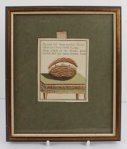 A 19th century hand-coloured German engraving: four verses above a large stylised open walnut upon a