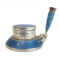 A fine American silver and guilloché enamel pen-holder and stamp-dispenser; the dispenser