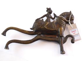 A very finely cast and engraved rare and unusual Indian bronze 'cutter': modelled as a high-