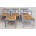 A set of five 1970s Vico Magistretti for Habitat beechwood Carimate chairs, later painted and with