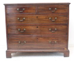 A late 18th century mahogany chest: moulded top (with some splitting, water damage and old