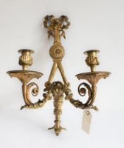 A French gilt-bronze twin-branch wall applique or sconce in the Louis XVI taste - first half 20th