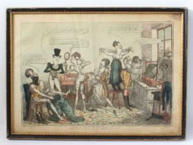 After Isaac Robert Cruikshank (1789-1856) - 'Dandies Dressing', hand-coloured etching, pub. 1818