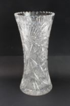 A large and heavy cut lead crystal vase (approx. 39 cm high)