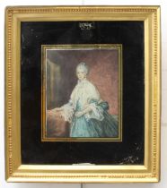 Mid-19th century English School - three-quarter-length portrait in watercolour, woman with her