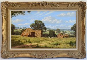 **Edward Hersey (British b.1948) Cattle grazing in a summer landscape, signed (l.r.) Oil on canvas