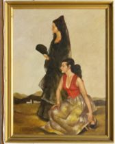 Follower of Gaston La Touche (French, 1854-1913) Spanish women in a landscape oil on canvas, bears