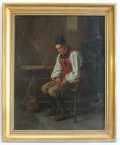Hermann Sondermann (German 1832-1901) ‘The Lumberjack’  signed and dated 1874 (l.r.) 24 ¼ x 18 ¼