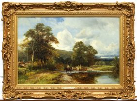David Bates (British, 1840-1921) 'Crossing the Ford'  signed and dated 1894 (l.l.) Oil on canvas